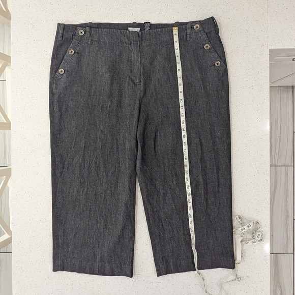 Sandro Woman Washed Black Capri Pants Cropped High Rise Pockets Casual Plus 22W - Picture 5 of 11